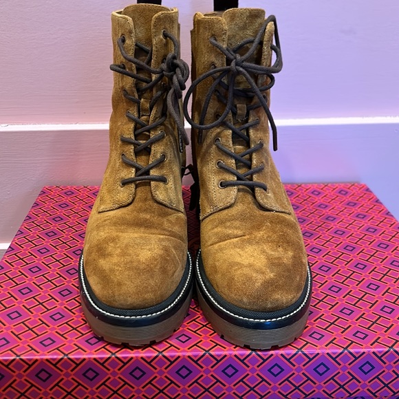 Tory Burch Miller embossed suede combat boots - Picture 4 of 14